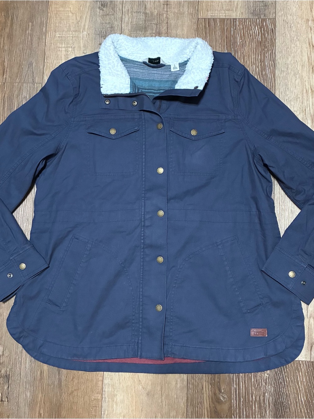 L.L. Bean Navy Sherpa-Collar Flannel Lined Beanflex Utility Barn Jacket Women L